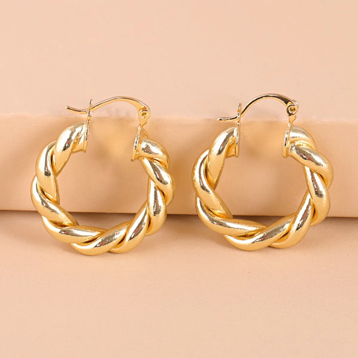 18K Gold-Plated Twisted Hoop Earrings
