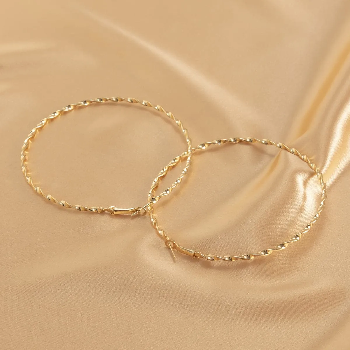 18K Gold-Plated Twisted Hoop Earrings