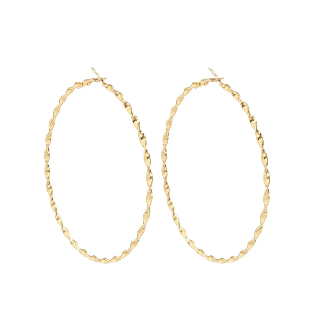 18K Gold-Plated Twisted Hoop Earrings