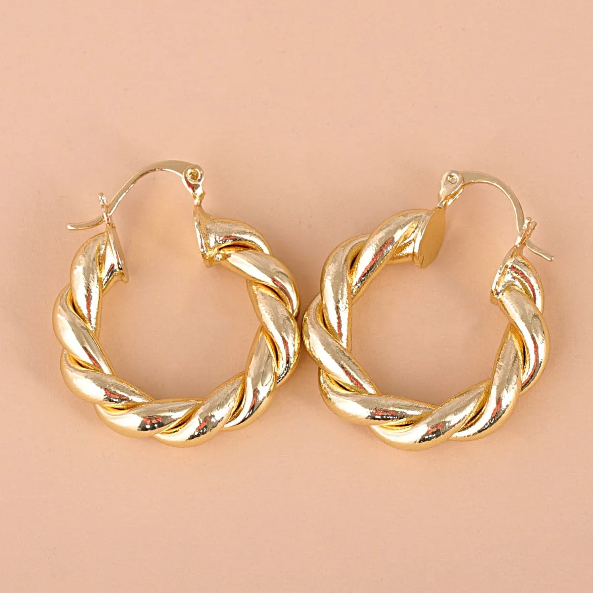 18K Gold-Plated Twisted Hoop Earrings