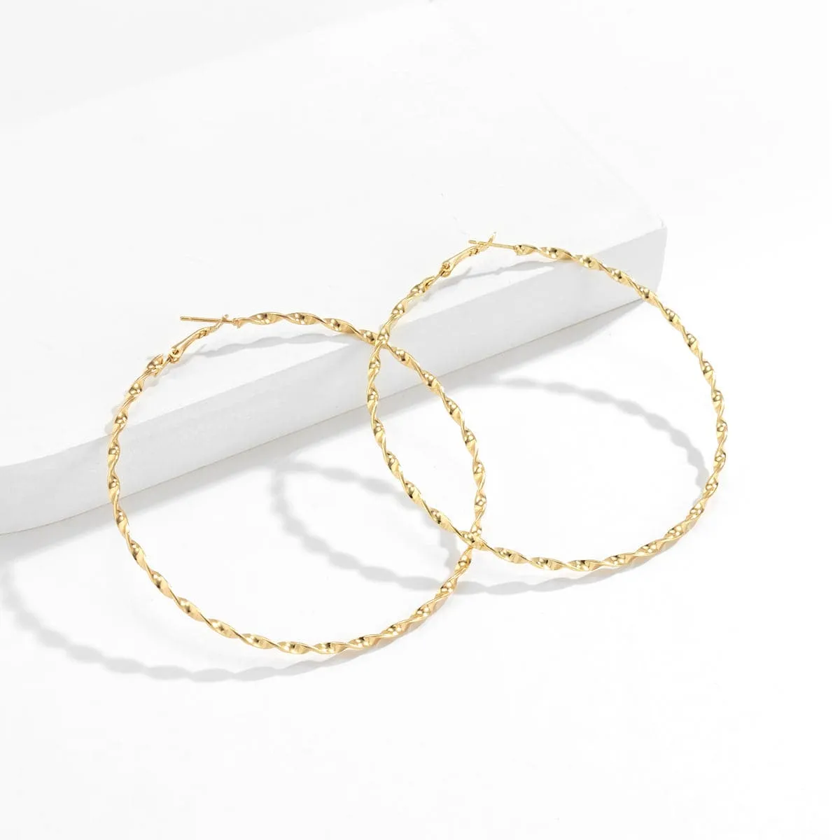 18K Gold-Plated Twisted Hoop Earrings