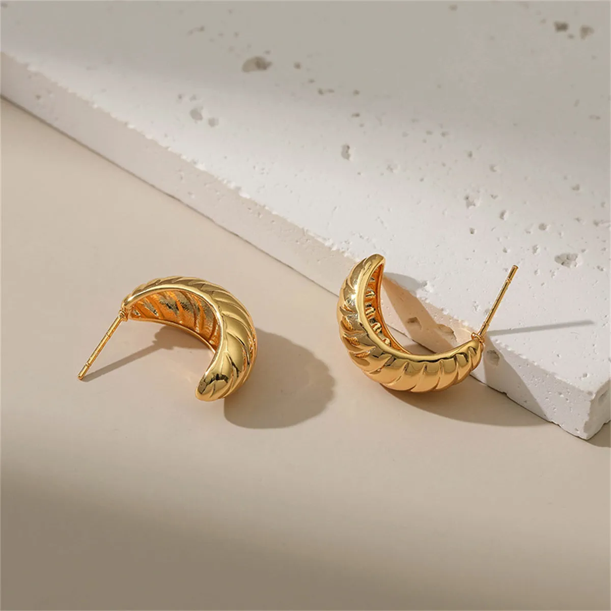 18K Gold-Plated Twisted Huggie Earrings