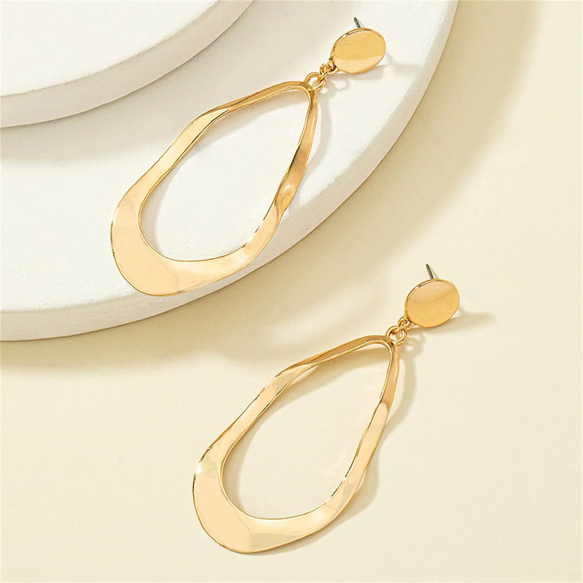 18K Gold-Plated Twisted Open Drop Earrings