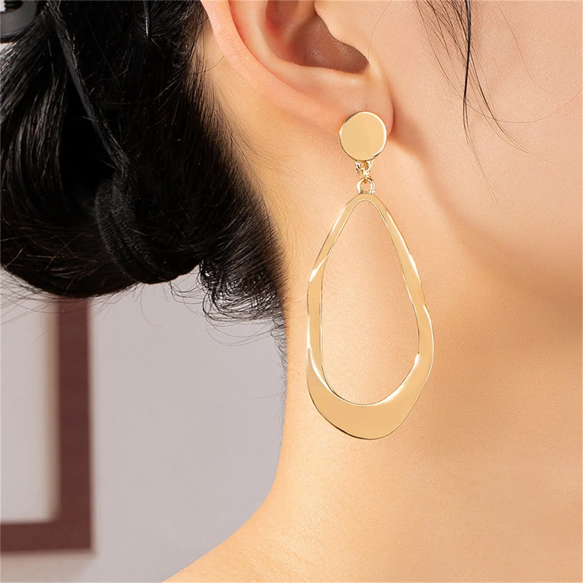 18K Gold-Plated Twisted Open Drop Earrings