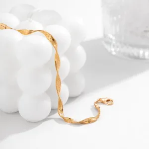18K Gold-Plated Twisted Snake Chain Bracelet