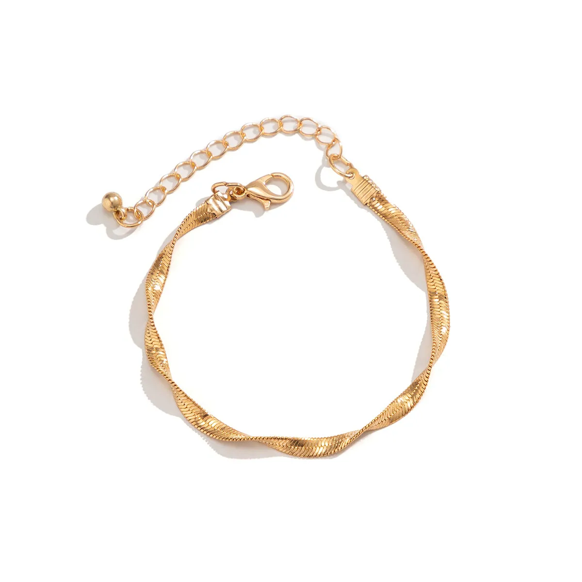 18K Gold-Plated Twisted Snake Chain Bracelet