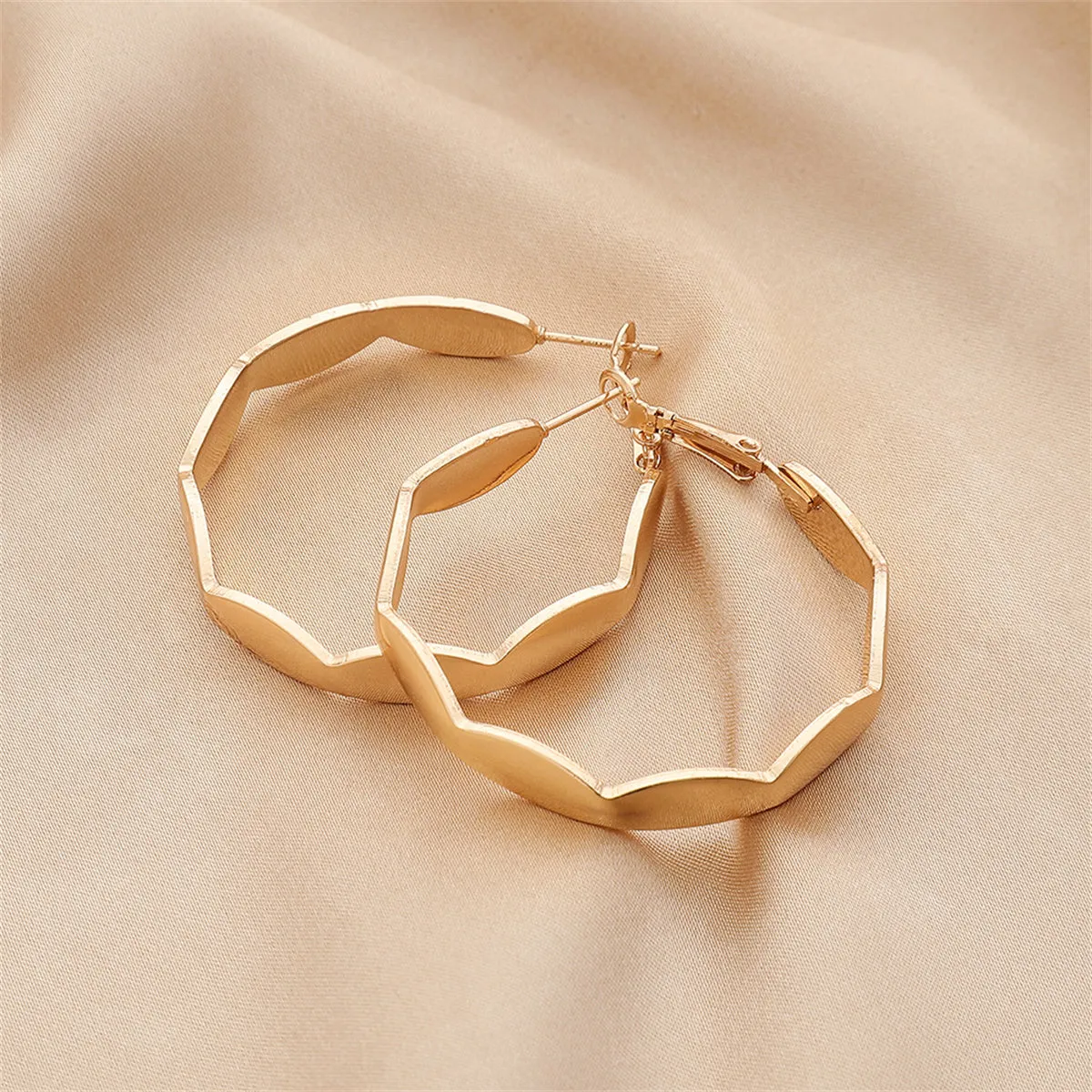 18K Gold-Plated Wave Hoop Earrings