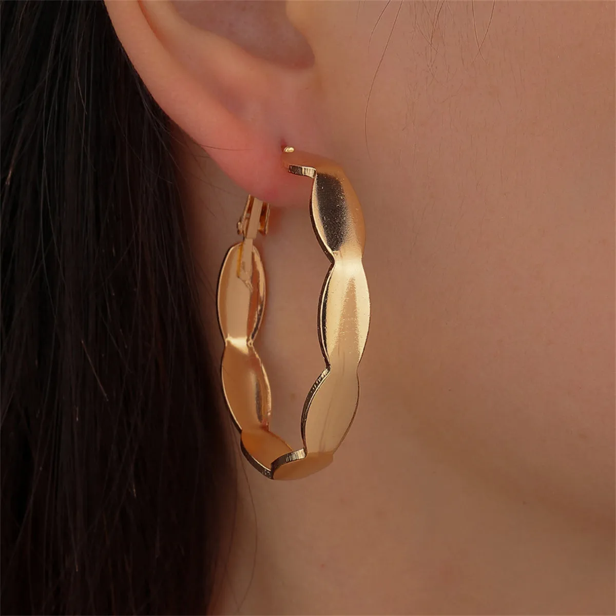 18K Gold-Plated Wave Hoop Earrings