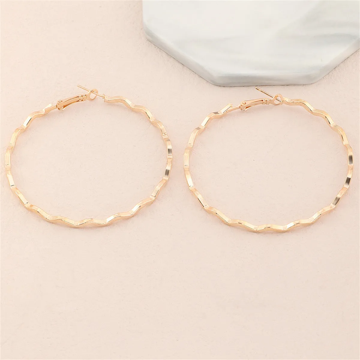 18K Gold-Plated Wavy Hoop Earrings