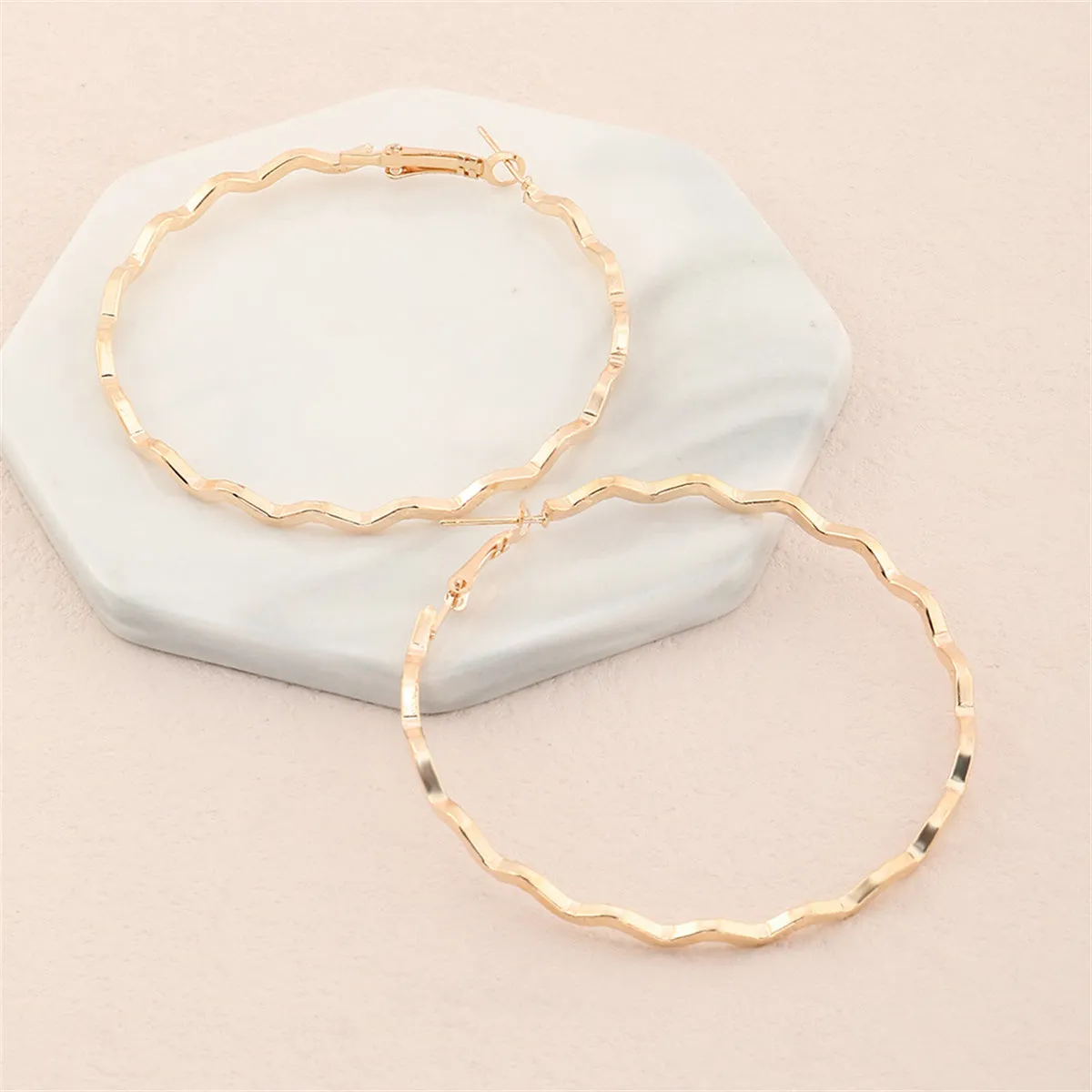 18K Gold-Plated Wavy Hoop Earrings