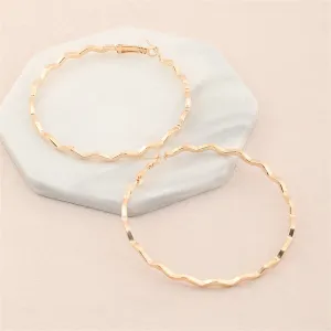 18K Gold-Plated Wavy Hoop Earrings