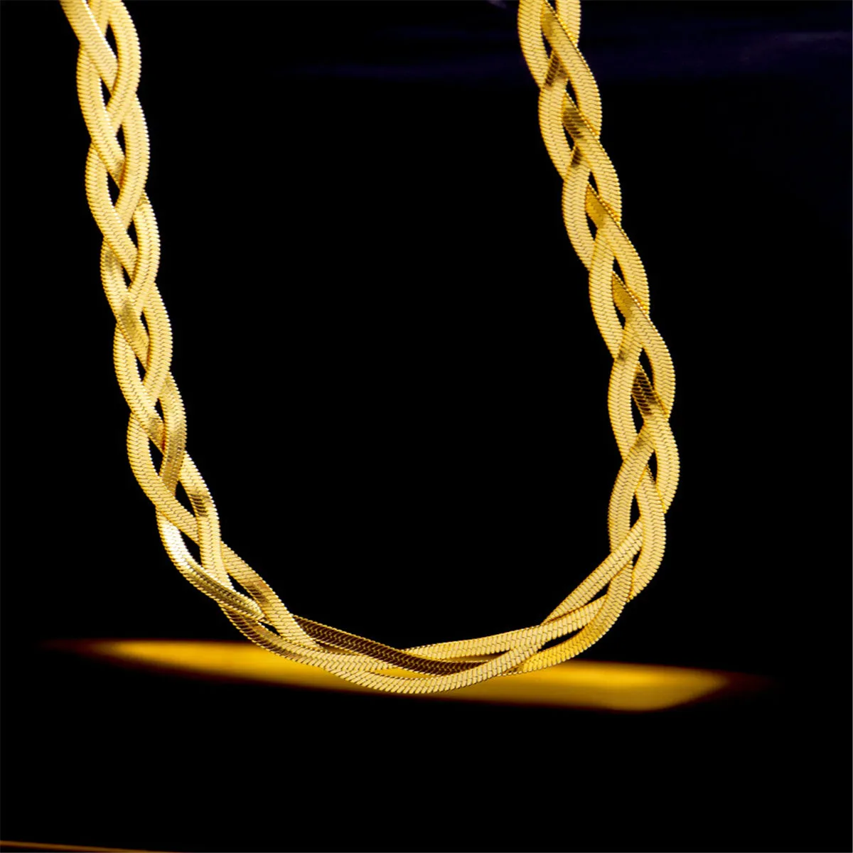 18K Gold-Plated Weave Snake Chain Necklace