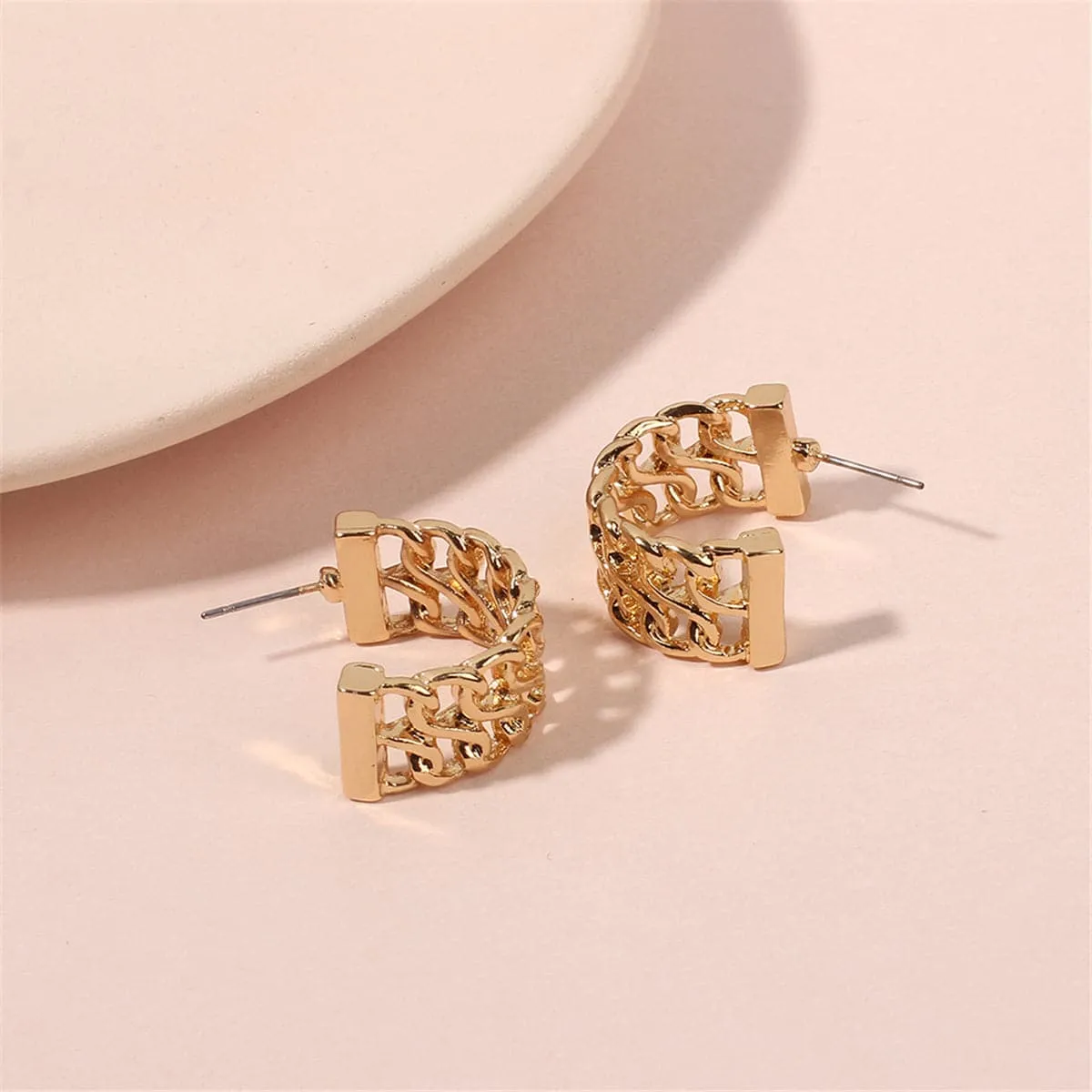 18K Gold-Plated Weaving Huggie Earrings