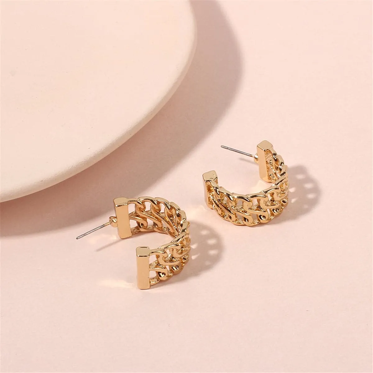 18K Gold-Plated Weaving Huggie Earrings