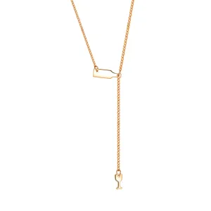 18K Gold-Plated Wine Lariat Necklace