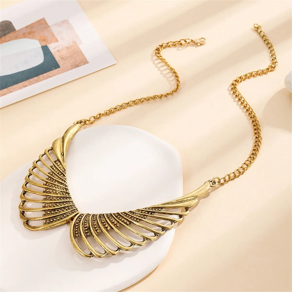 18K Gold-Plated Wing Bib Necklace