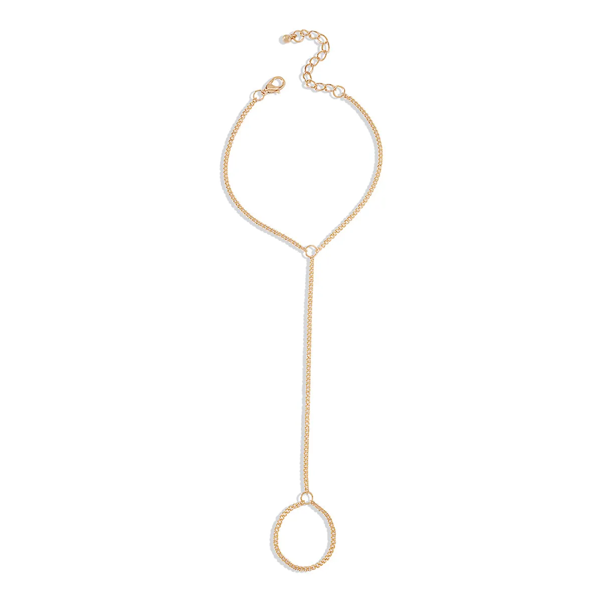 18K Gold-Plated Wrist-To-Ring Chain Bracelet