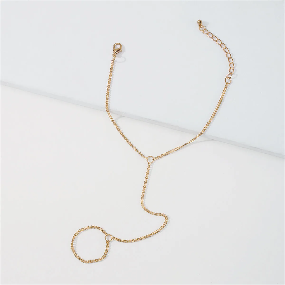 18K Gold-Plated Wrist-To-Ring Chain Bracelet