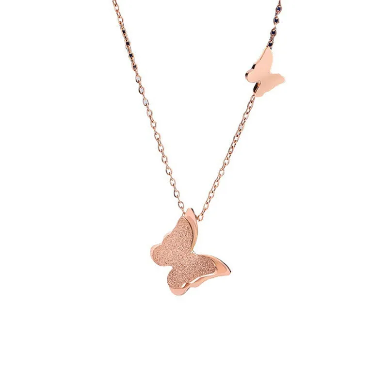 18K Rose Gold-Plated 3-D Butterfly Pendant Necklace