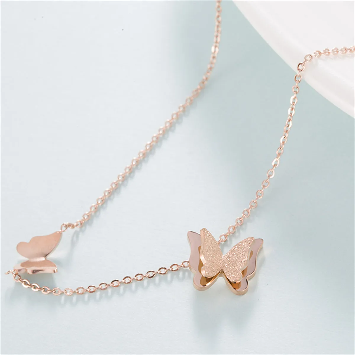 18K Rose Gold-Plated 3-D Butterfly Pendant Necklace