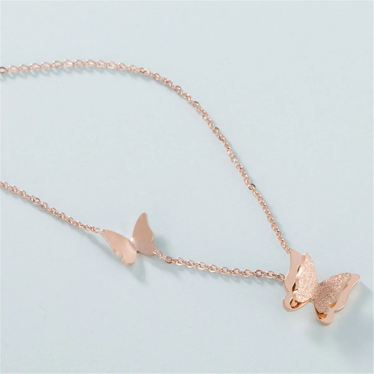 18K Rose Gold-Plated 3-D Butterfly Pendant Necklace