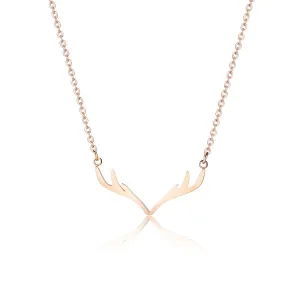 18K Rose Gold-Plated Antler Pendant Necklace