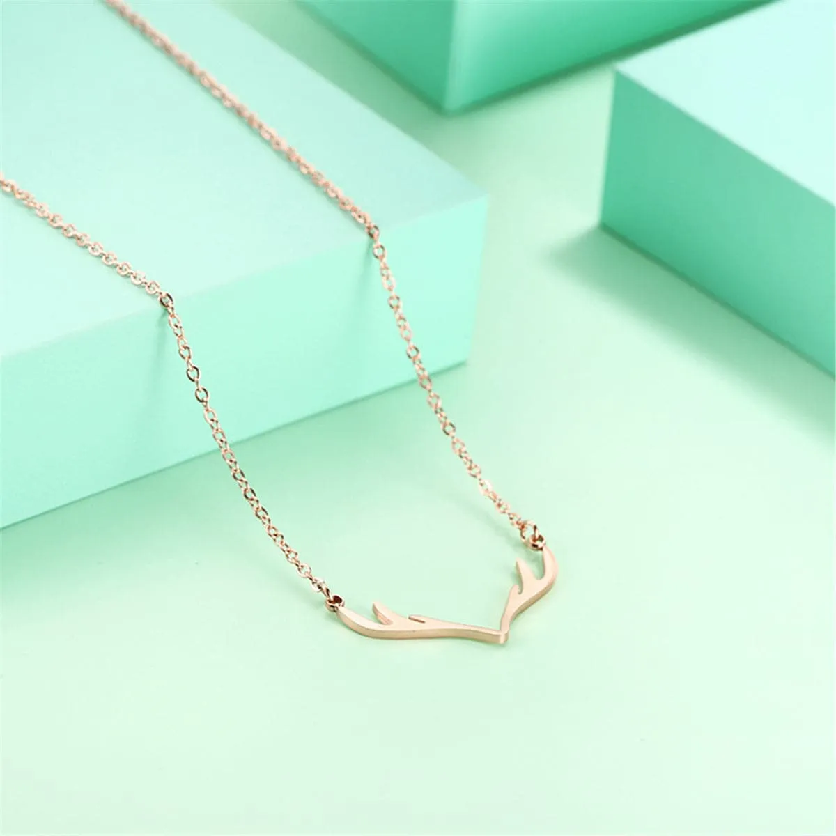 18K Rose Gold-Plated Antler Pendant Necklace