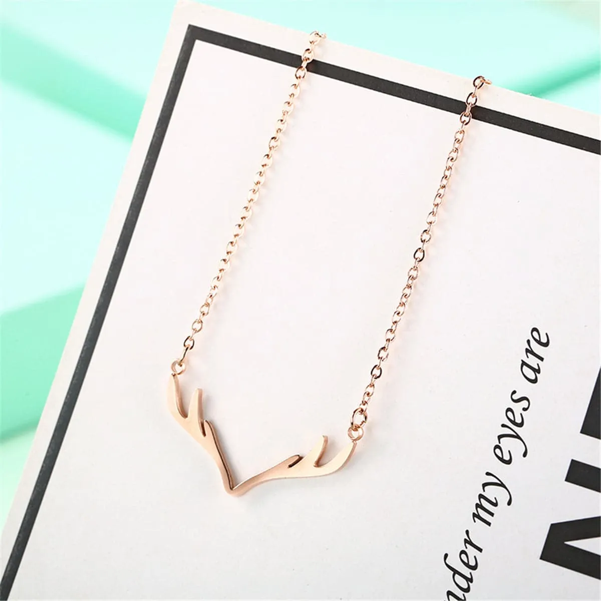 18K Rose Gold-Plated Antler Pendant Necklace