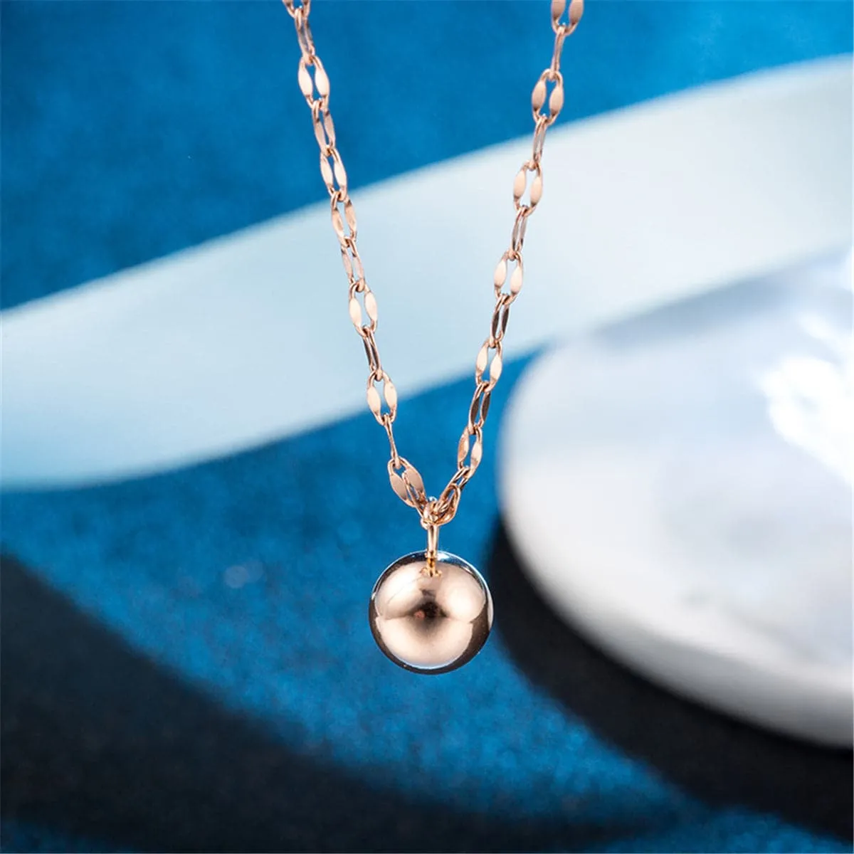 18K Rose Gold-Plated Ball Pendant Necklace