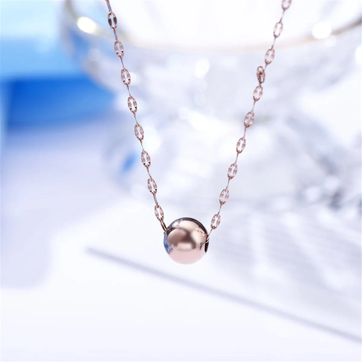 18K Rose Gold-Plated Ball Pendant Necklace