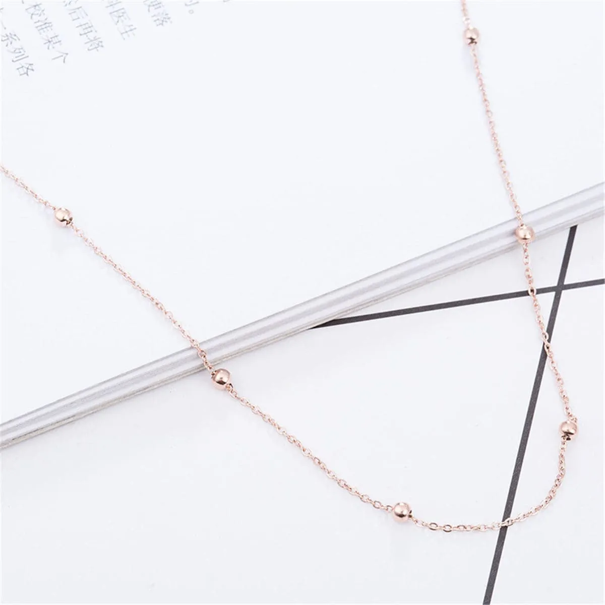 18K Rose Gold-Plated Bead Station Necklace