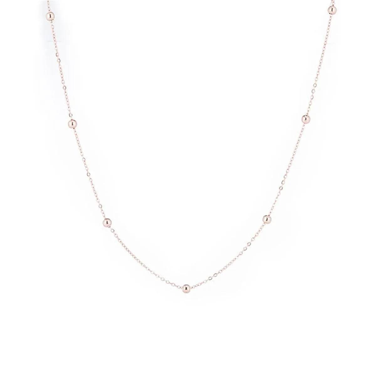 18K Rose Gold-Plated Bead Station Necklace