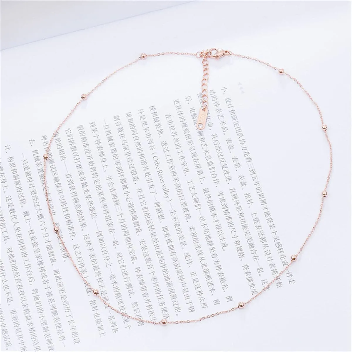 18K Rose Gold-Plated Bead Station Necklace