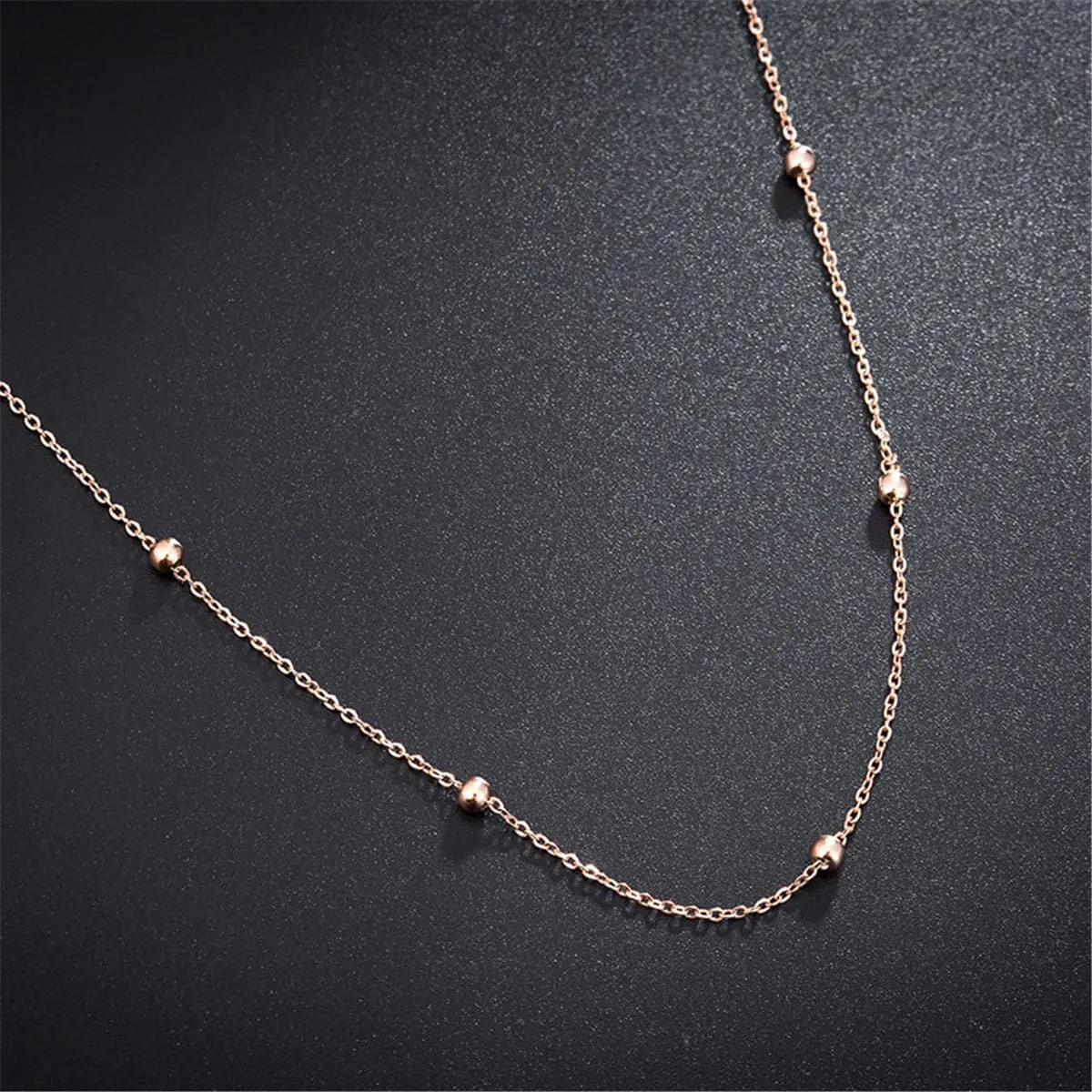 18K Rose Gold-Plated Bead Station Necklace