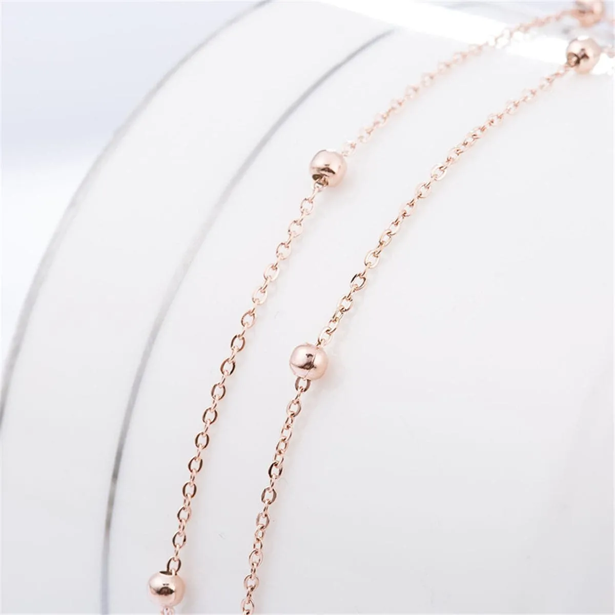 18K Rose Gold-Plated Bead Station Necklace