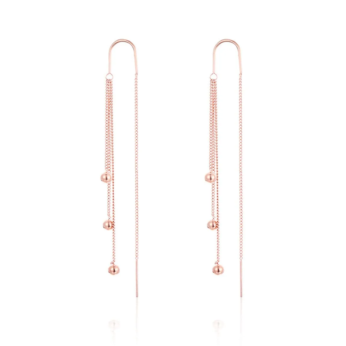 18K Rose Gold-Plated Beaded Tassel Drop Earrings