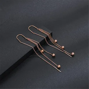 18K Rose Gold-Plated Beaded Tassel Drop Earrings