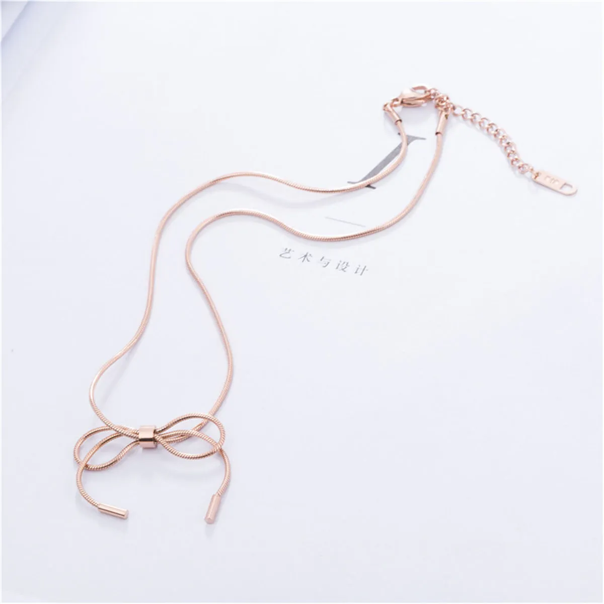 18K Rose Gold-Plated Bow Pendant Necklace