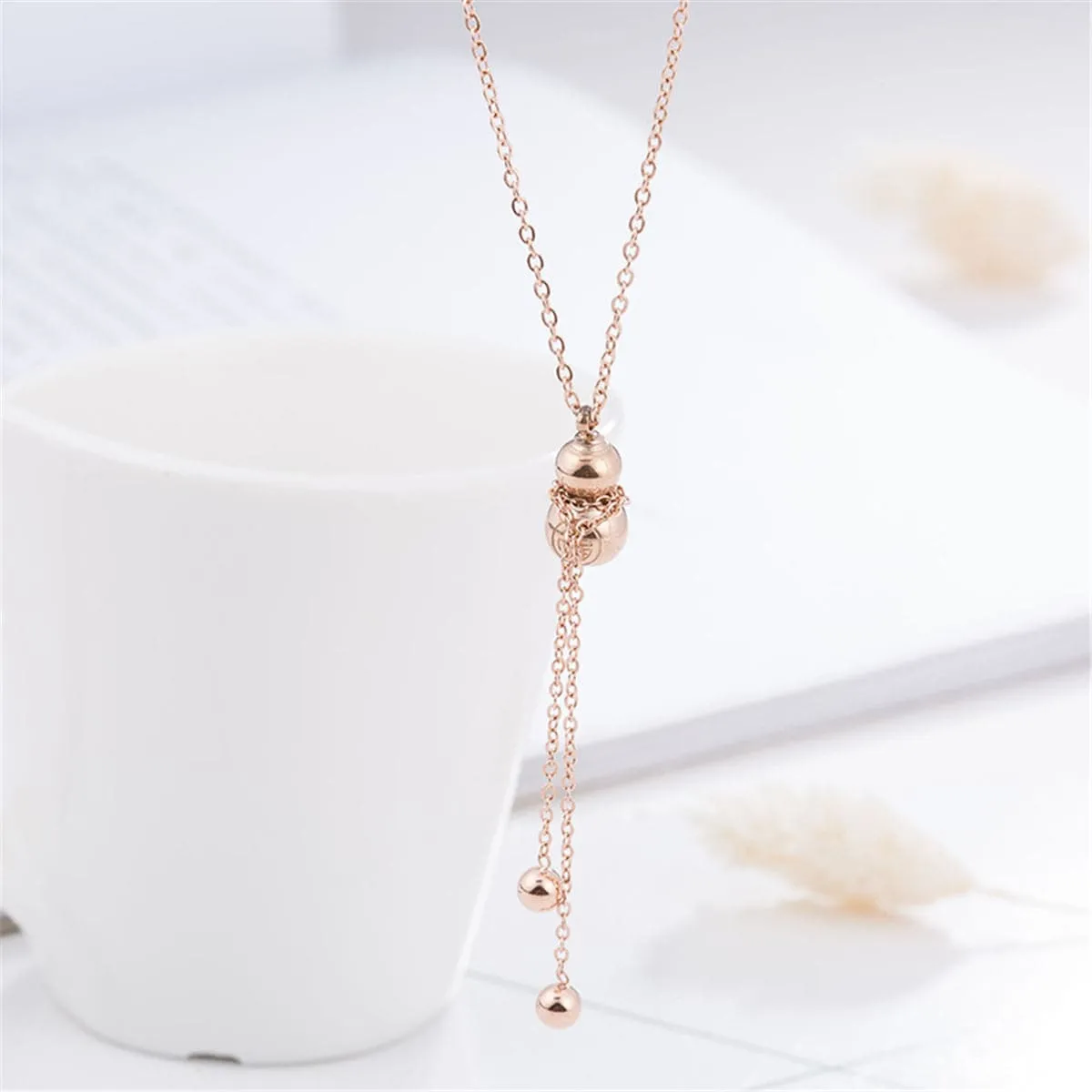 18K Rose Gold-Plated Calabash & Bead Pendant Necklace