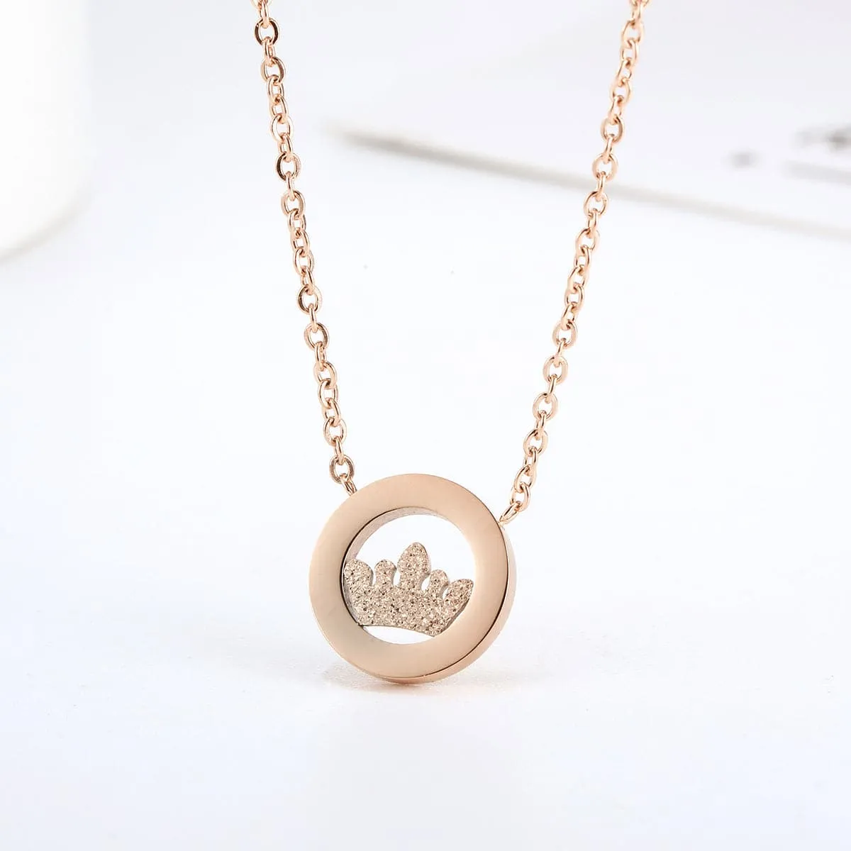 18K Rose Gold-Plated Crown Pendant Necklace