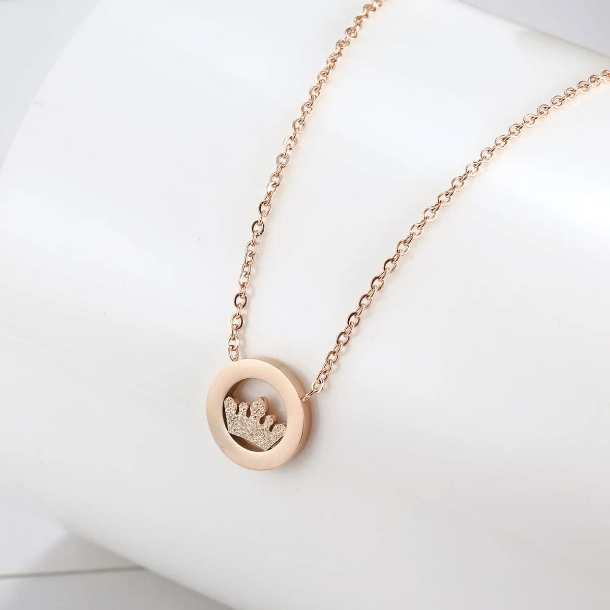 18K Rose Gold-Plated Crown Pendant Necklace