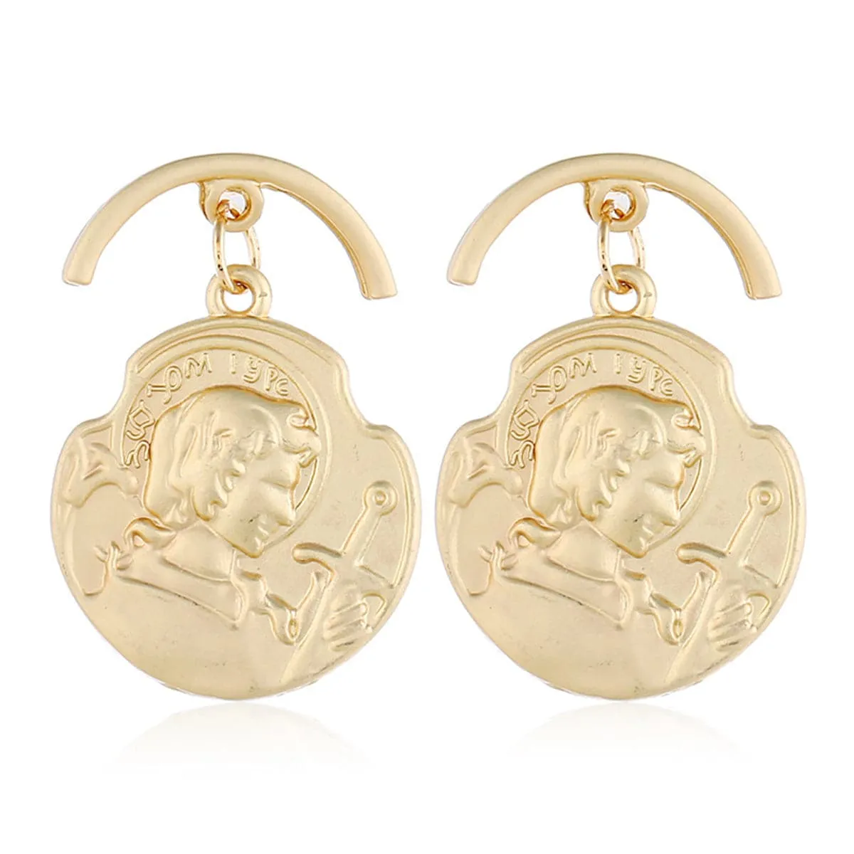 18K Rose Gold-Plated Curved Coin Drop Earrings