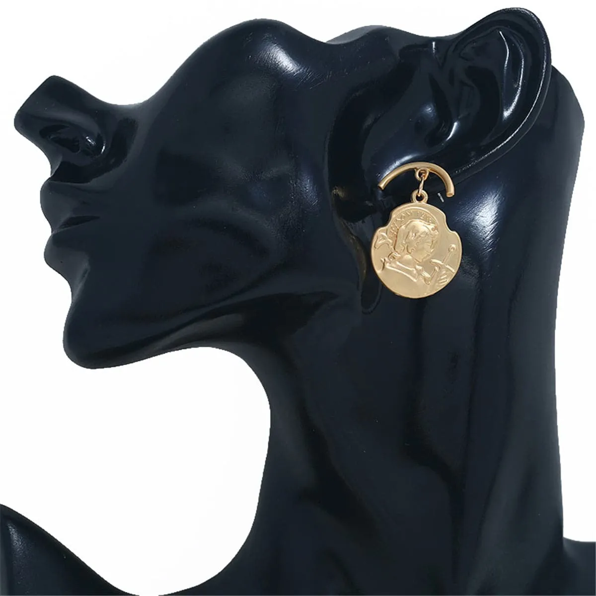 18K Rose Gold-Plated Curved Coin Drop Earrings