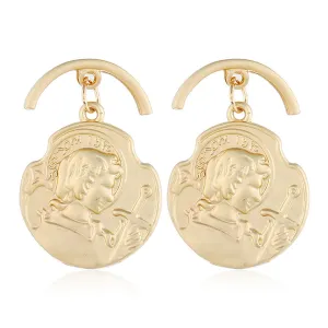 18K Rose Gold-Plated Curved Coin Drop Earrings
