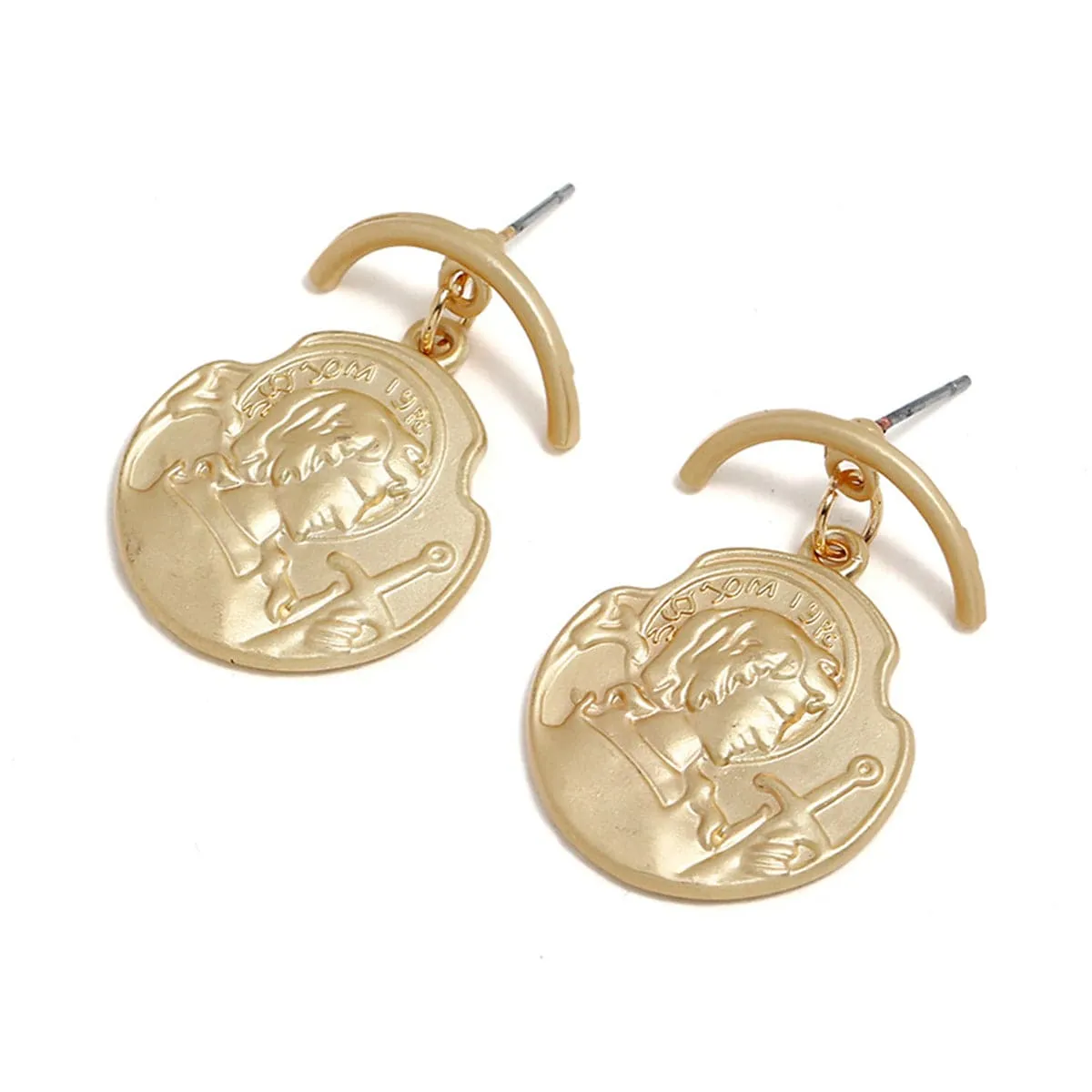 18K Rose Gold-Plated Curved Coin Drop Earrings