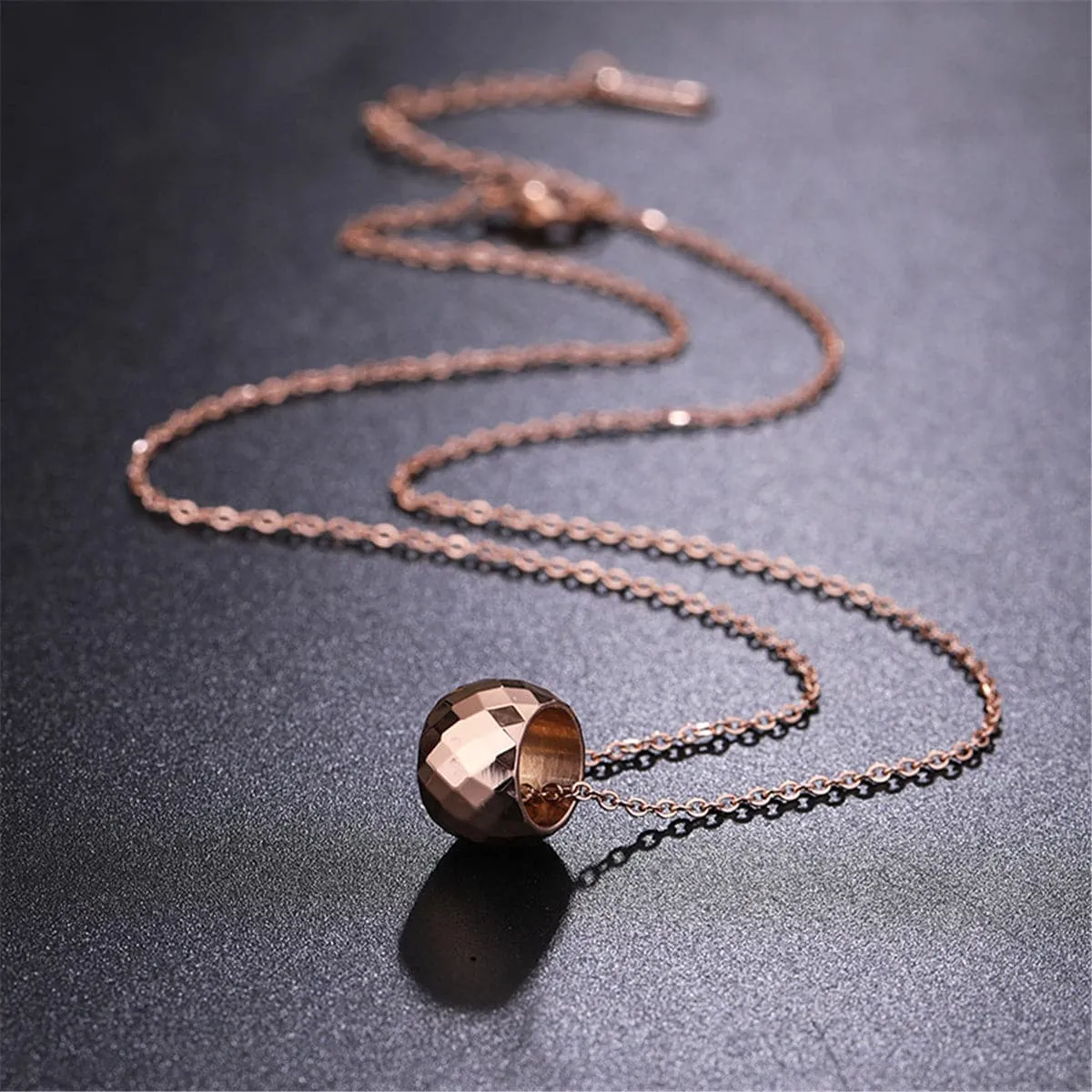 18K Rose Gold-Plated Cut Ball Pendant Necklace