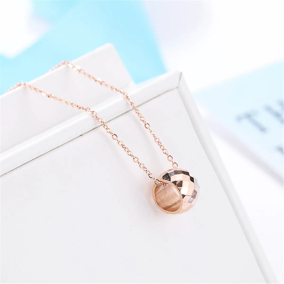 18K Rose Gold-Plated Cut Ball Pendant Necklace