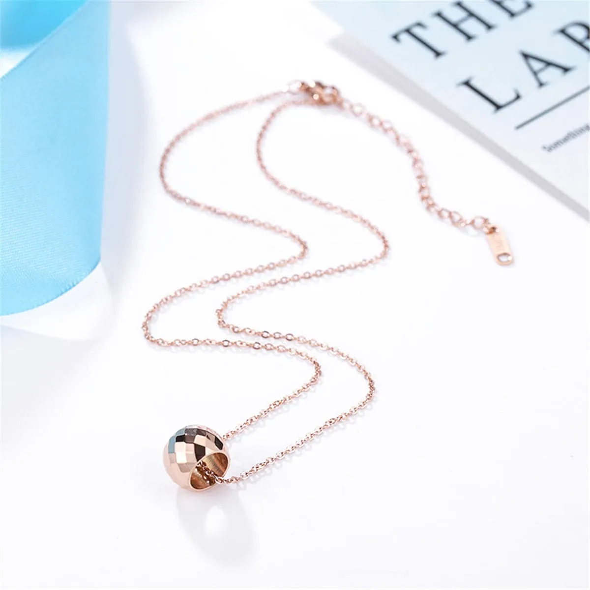 18K Rose Gold-Plated Cut Ball Pendant Necklace
