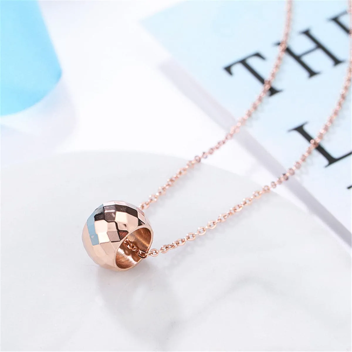 18K Rose Gold-Plated Cut Ball Pendant Necklace