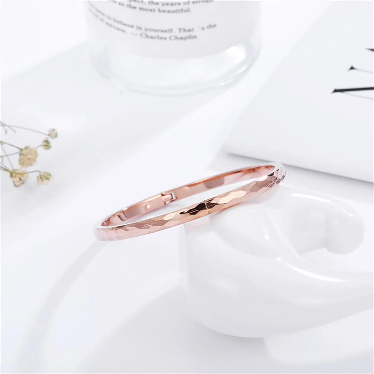 18K Rose Gold-Plated Diamond-Cut Hinge Bangle